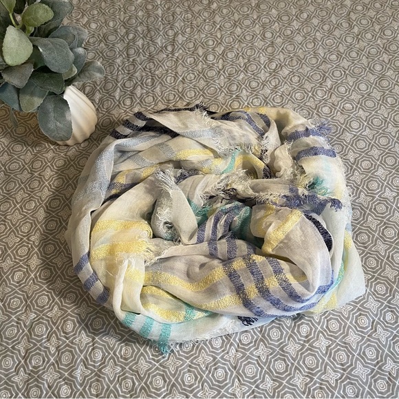 INC International Concepts Accessories - *FREE w bundle! INC Striped Scarf/Wrap‎ w Yellow, Navy, Blue, & Turquoise.